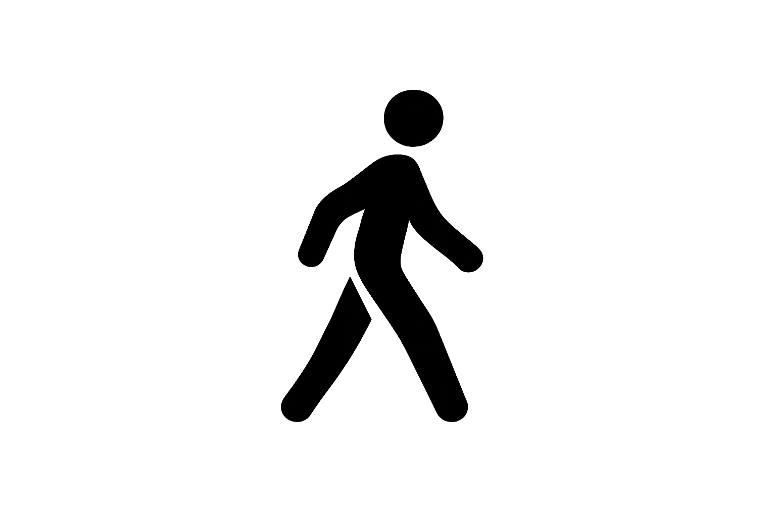 Simple small black icon of a person walking